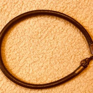 Unisex chocolate brown leather with copper metal bracelet ideal for small wrists